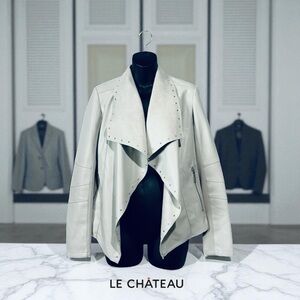 NWOT, Stunning Faux Leather Le Château Jacket, XS, Light Gray 🍂